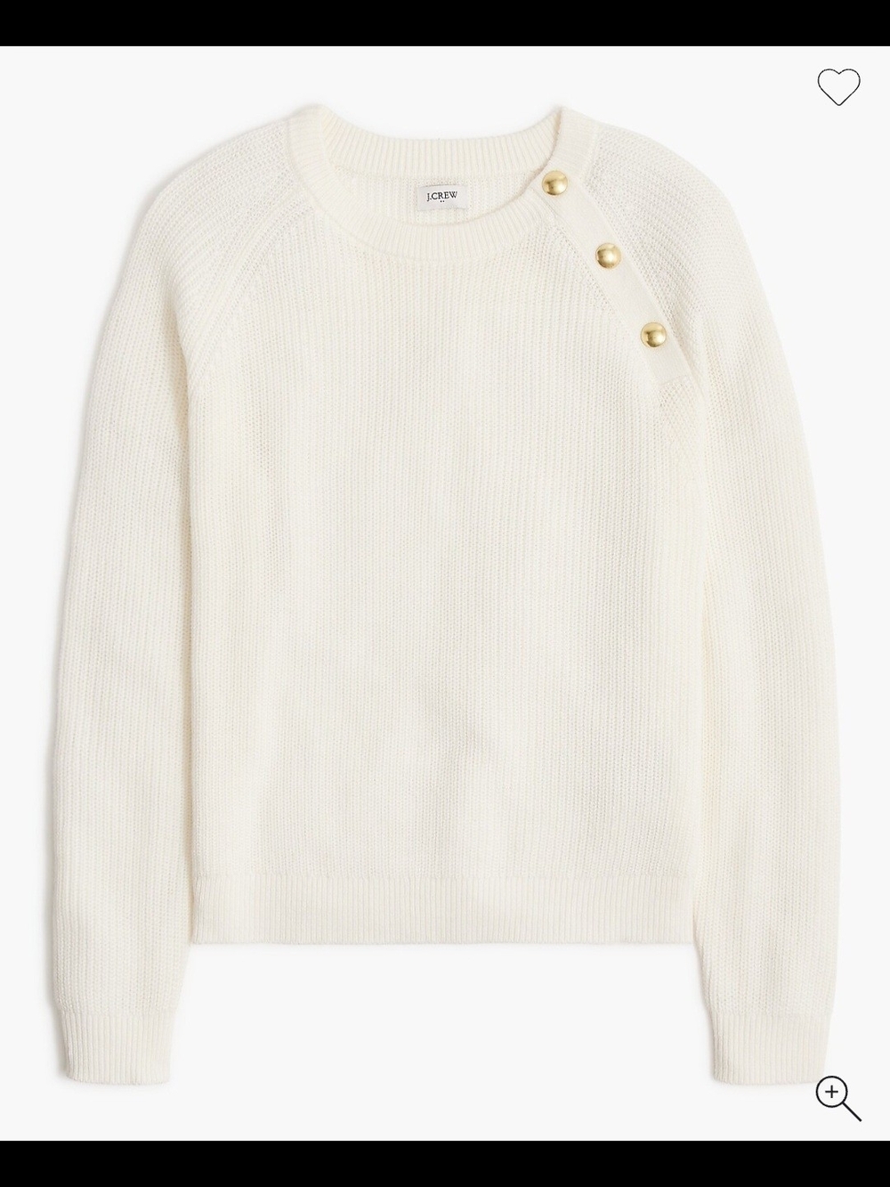 J. Crew - Button Raglan Crewneck Sweater in Ivory